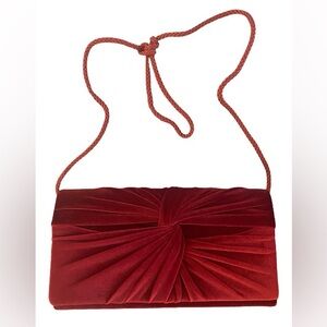 Excellent VINTAGE Red Velvet Bag Handbag Purse